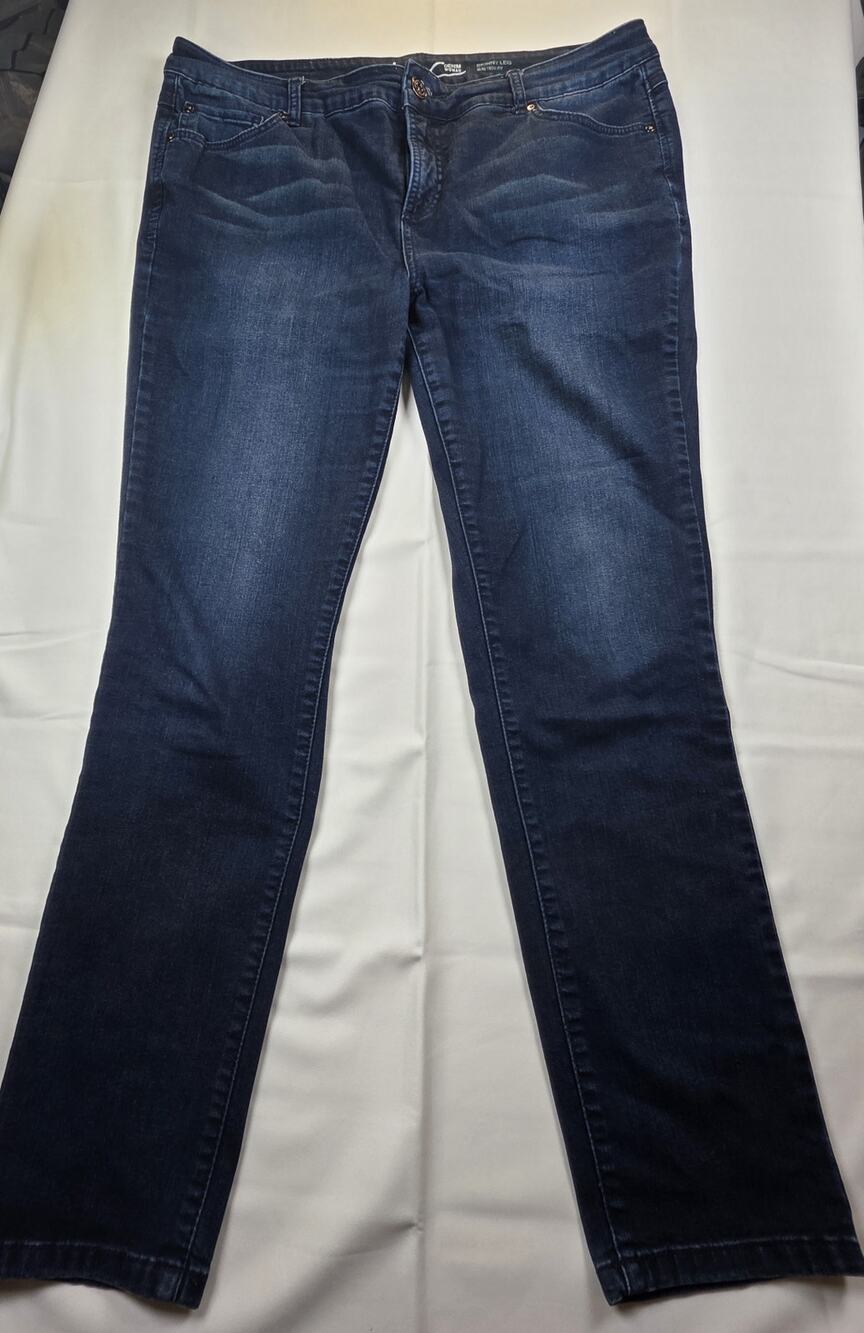 INC Women's Skinny Leg Slim Tech Fit Blue Jeans Size 16